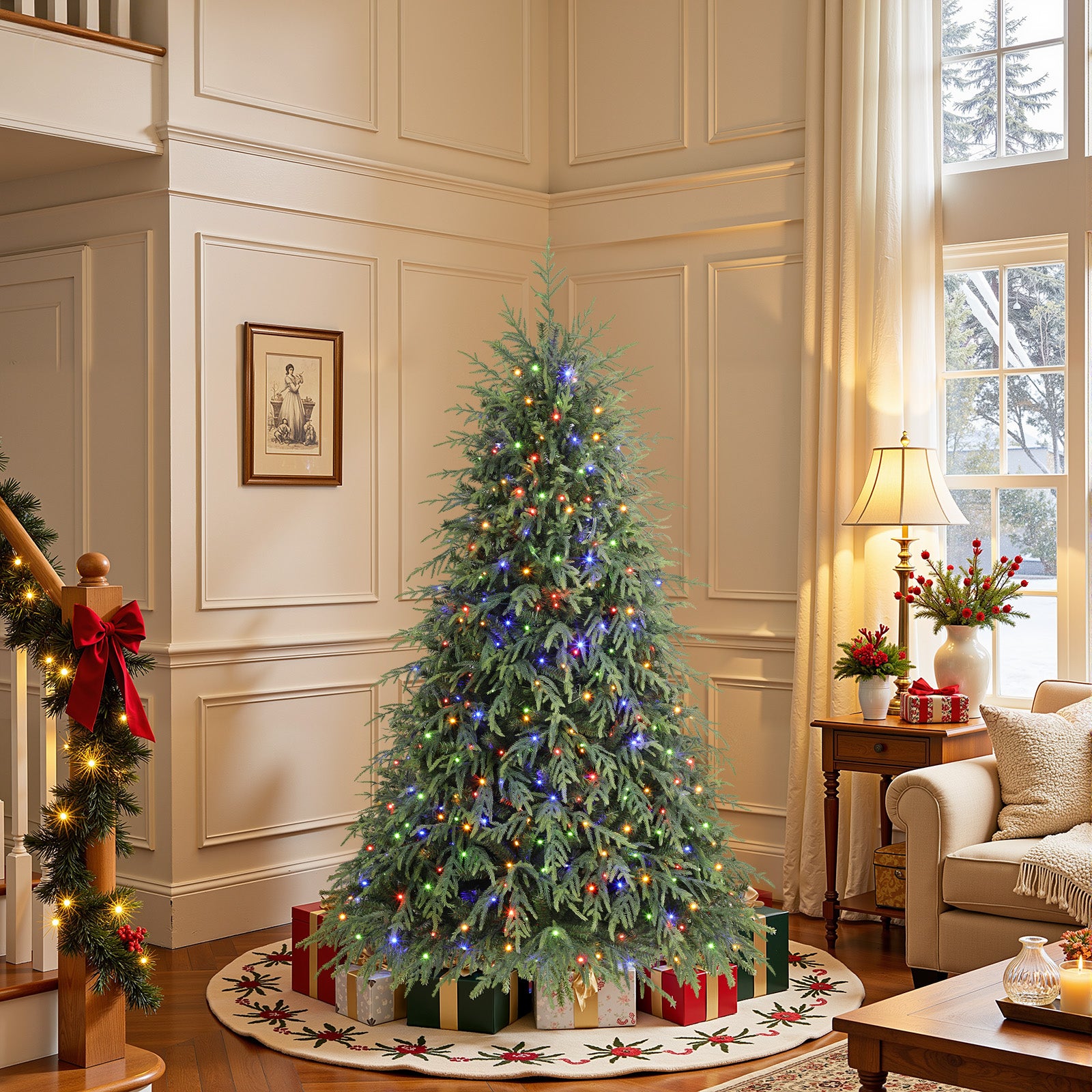 5ft Norfolk Pine Christmas Trees with 17 Modes Multi-Color Lights