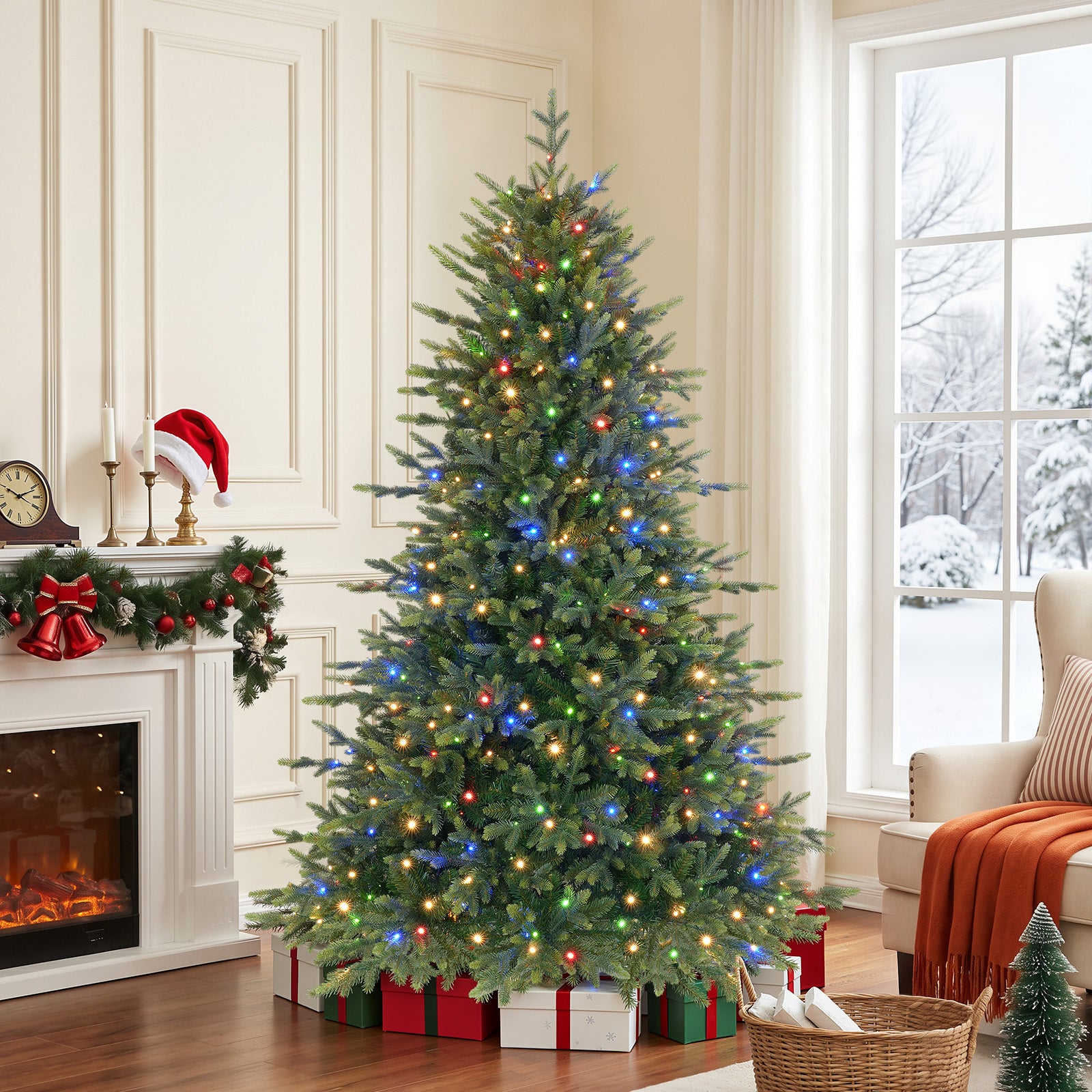 6ft Twinkling Balsam Fir Pre-Lit Artificial Christmas Tree, 2370 Branch Tips & 340 LED Lights, 17 Mode with Remote