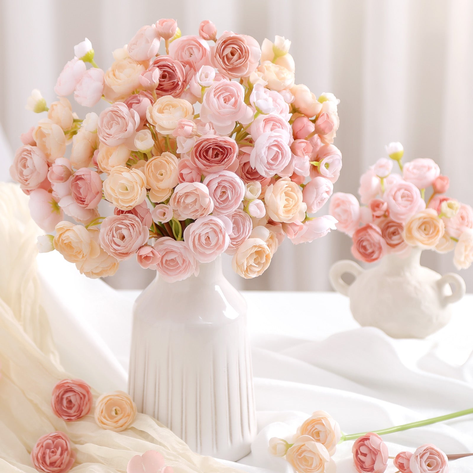 30Pcs Ranunculus Artificial Flowers Faux Silk Mini Ranunculus