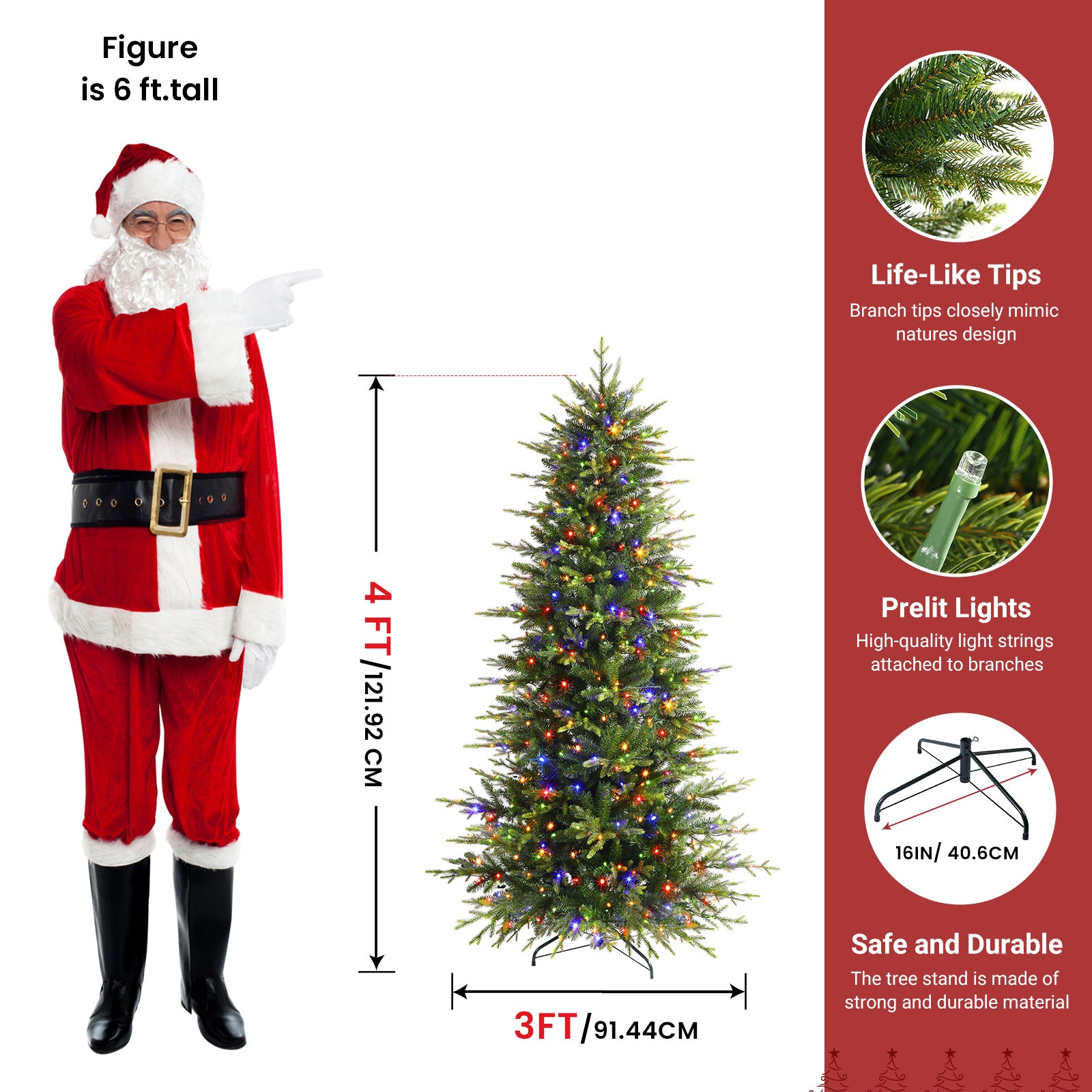 Aspen Slim Noble Fir Christmas Trees with Multi-Color Lights - SHareconn