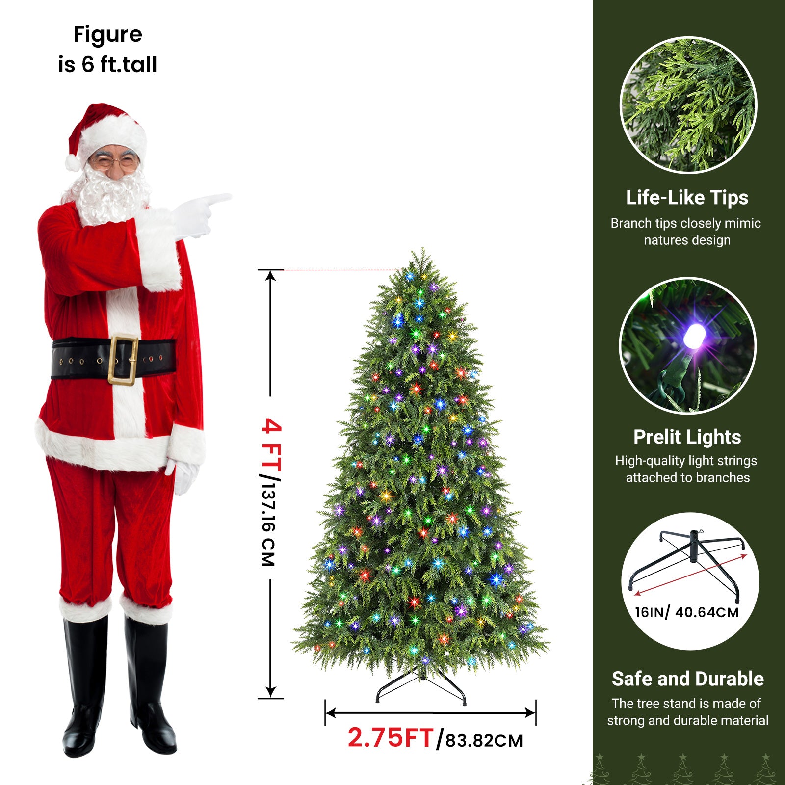 Cypress Spruce Artificial Christmas Tree with RGB Lights