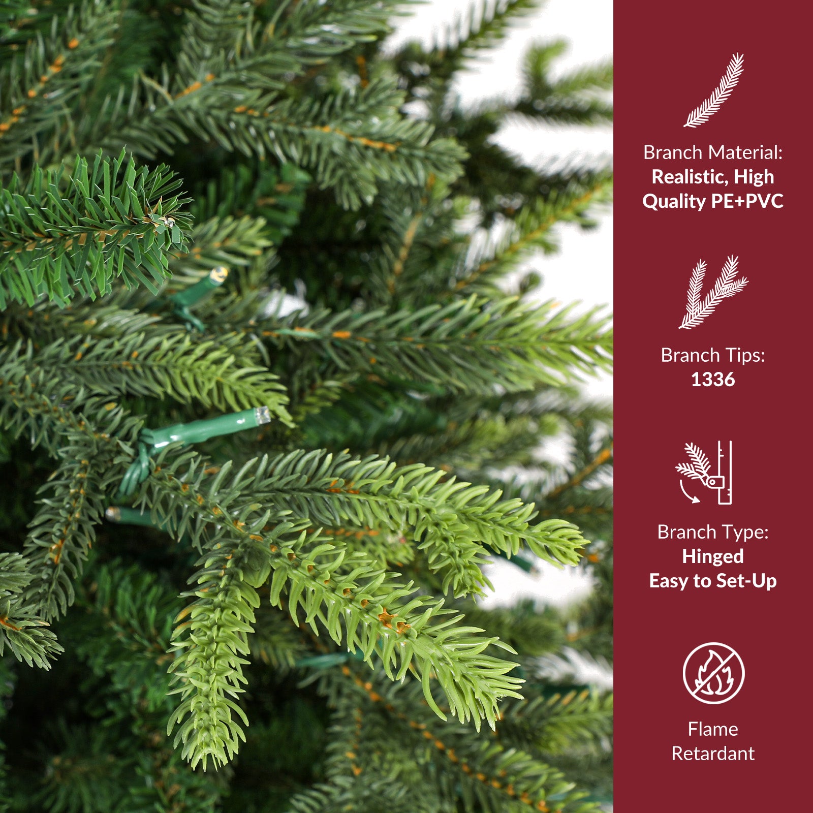 Artificial 7.5FT Balsam Fir Christmas Tree by SHareconn with dual color LED lights and realistic PE needle branches.