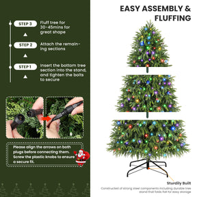 7.5ft Cypress Spruce Artificial Christmas Tree with RGB Lights - SHareconn