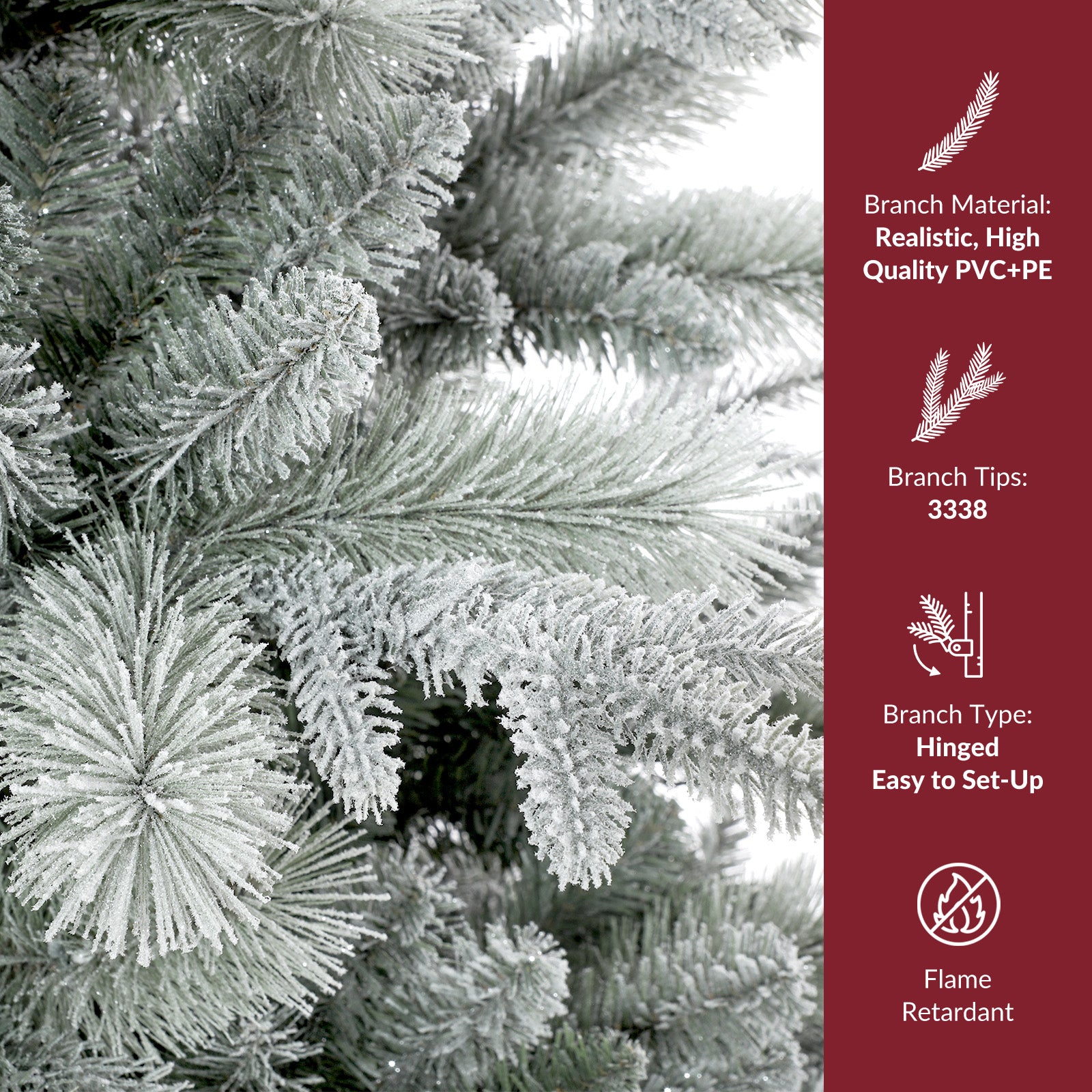 7.5ft Premium Flocked Princess Pine Christmas Tree - 500 Pre-Lit Clear Twinkle Lights & 3338 Lifelike Tips