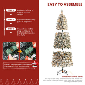 Artificial Christmas tree by SHareconn with flocked spruce branches and warm white lights, available in 7 sizes.