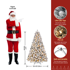 4-foot SHareconn pre-lit white flocked artificial Christmas tree with warm white lights and lush pine branches.