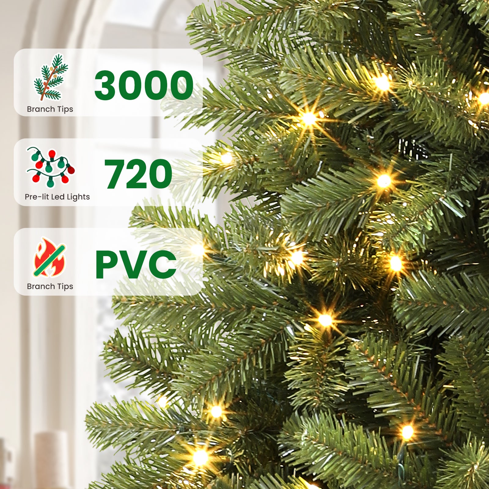 Pre-lit Classic Spruce Artificial Christmas Tree with Multi-Color LED Lights