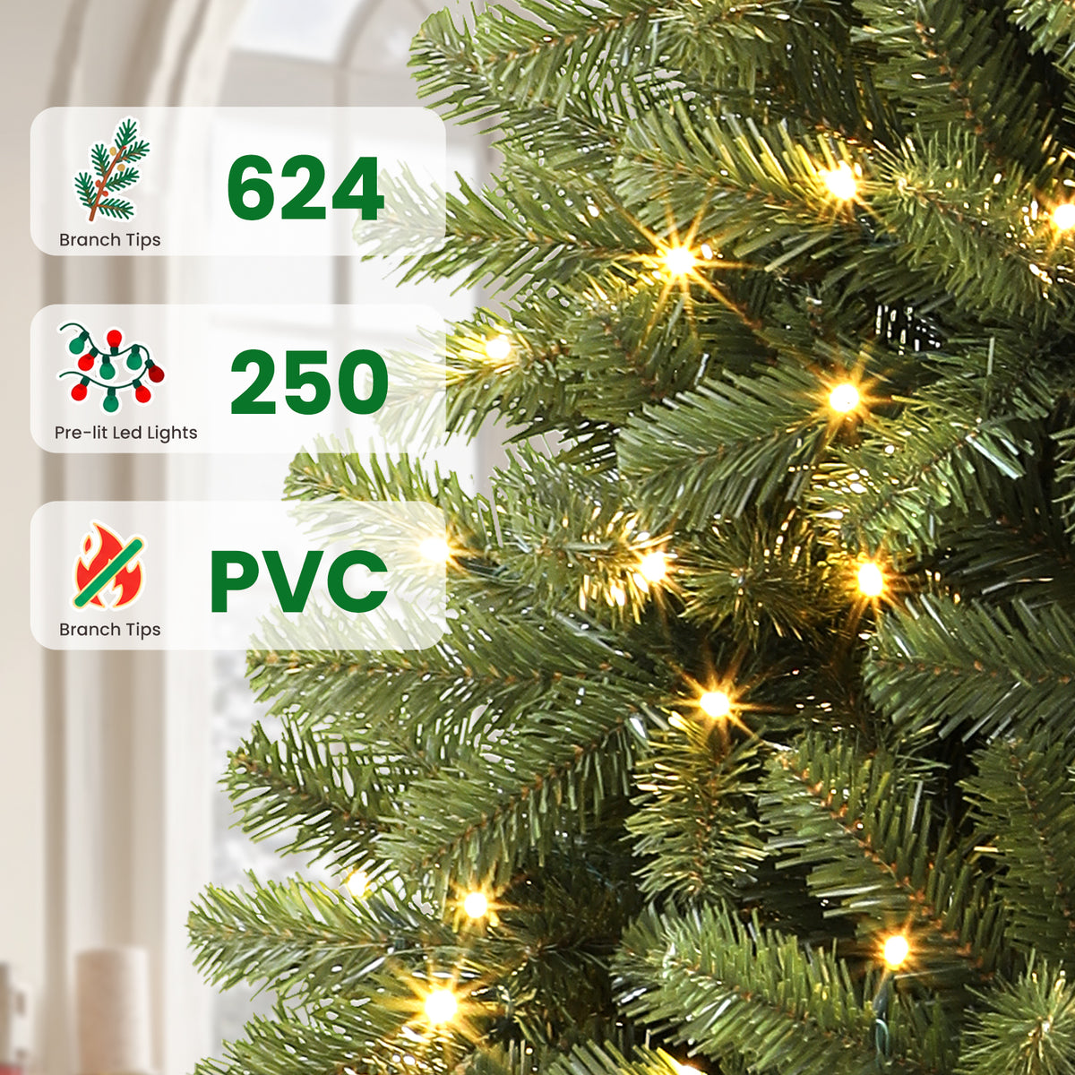 Pre-lit Classic Spruce Artificial Christmas Tree with Multi-Color LED Lights