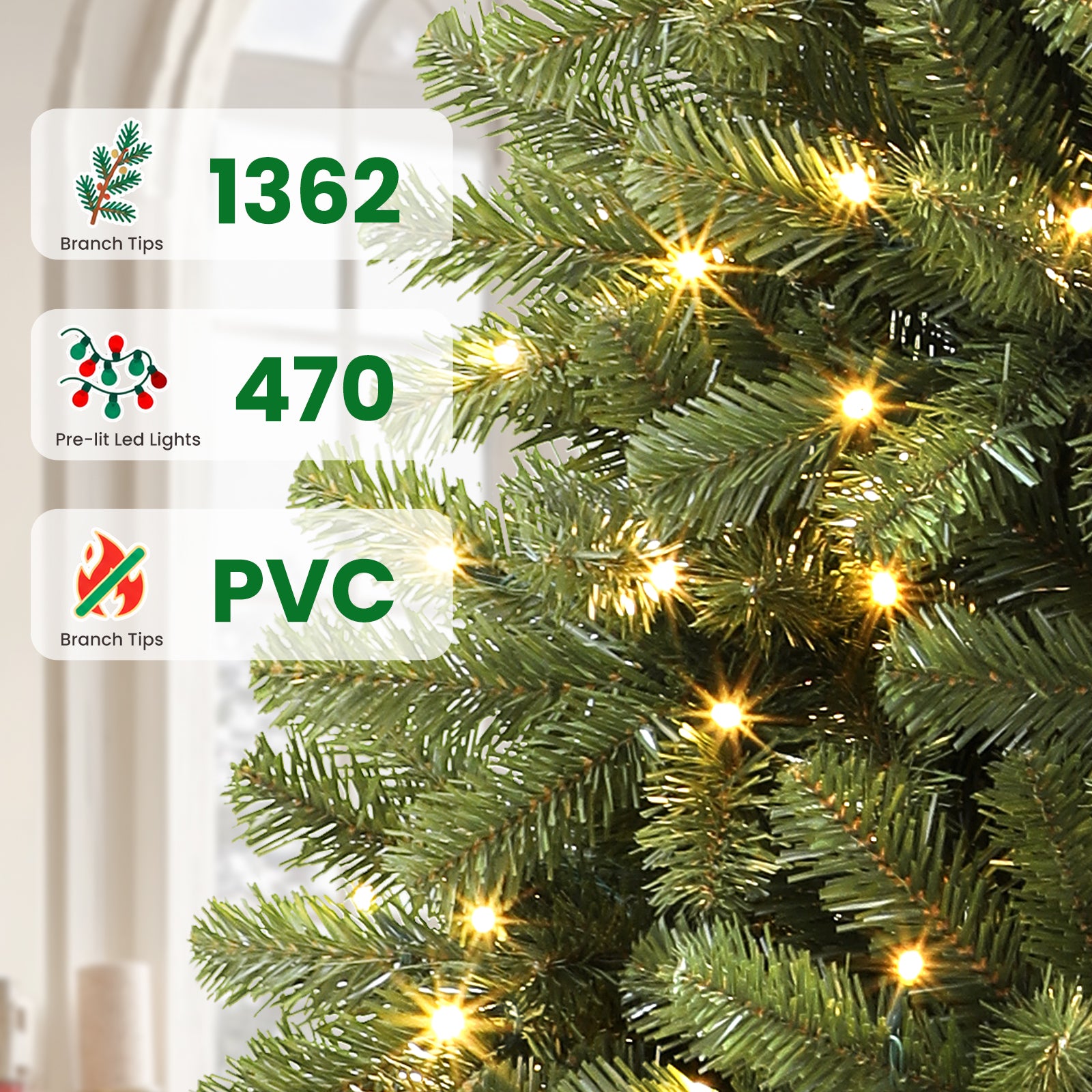 Pre-lit Classic Spruce Artificial Christmas Tree with Multi-Color LED Lights