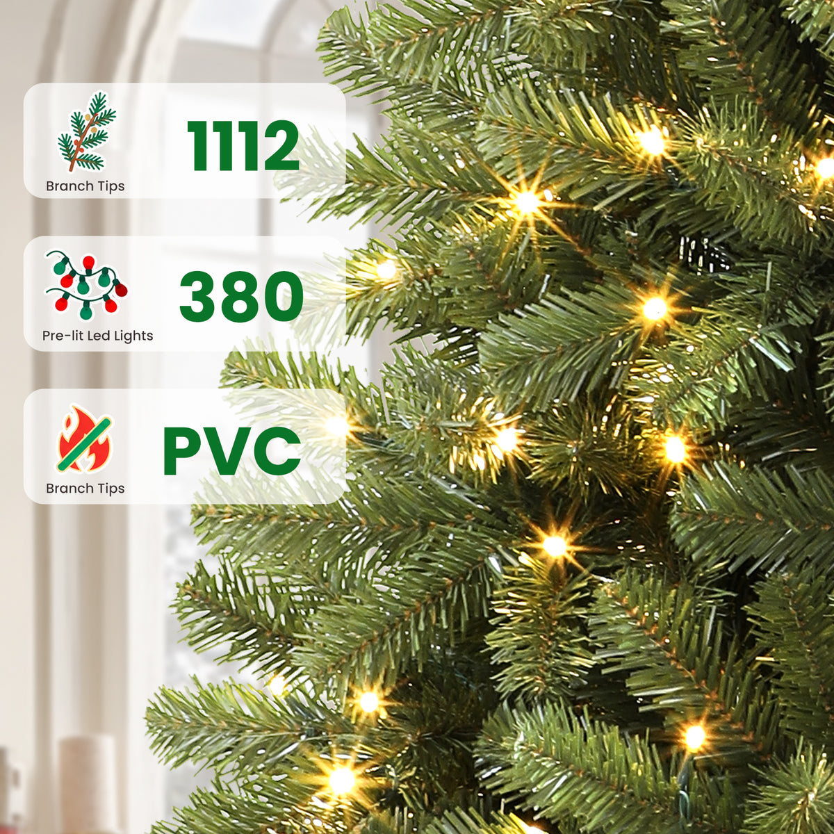 Pre-lit Classic Spruce Artificial Christmas Tree with Multi-Color LED Lights