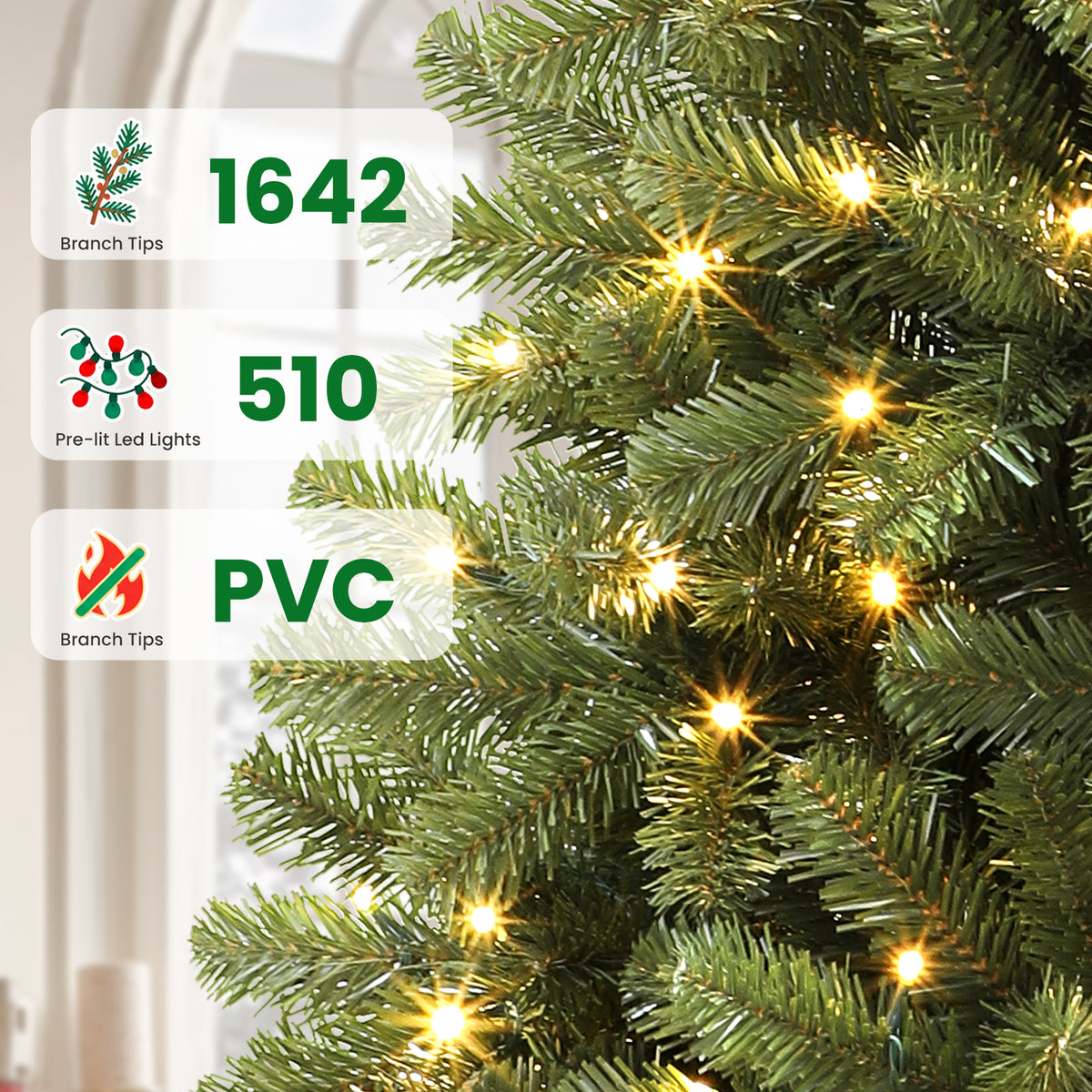 Pre-lit Classic Spruce Artificial Christmas Tree with Multi-Color LED Lights
