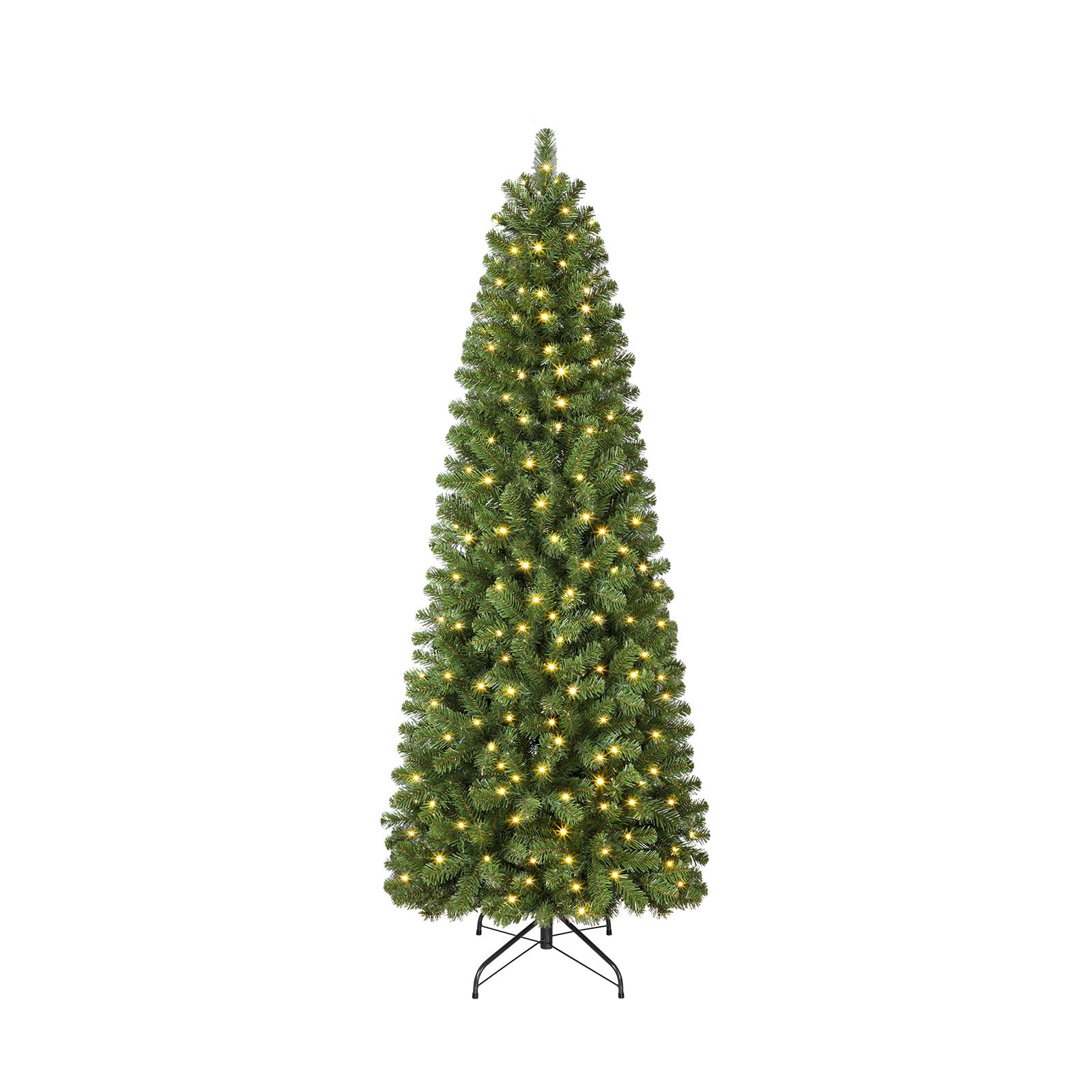5ft Warm White Light Artificial Hinged Slim Pencil Prelit Christmas Tree