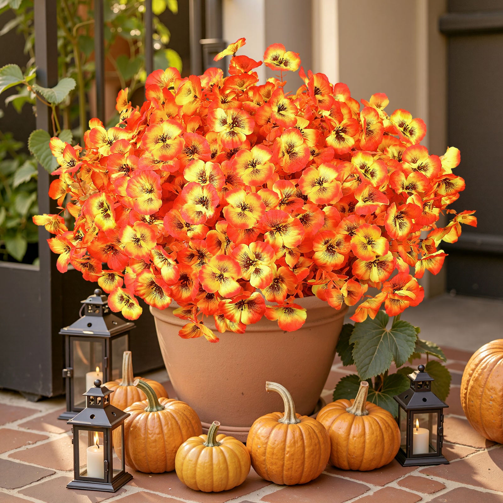 20 Bundles Outdoors Autumn Artificial FauxUV Resistant Realistic Big Pansies