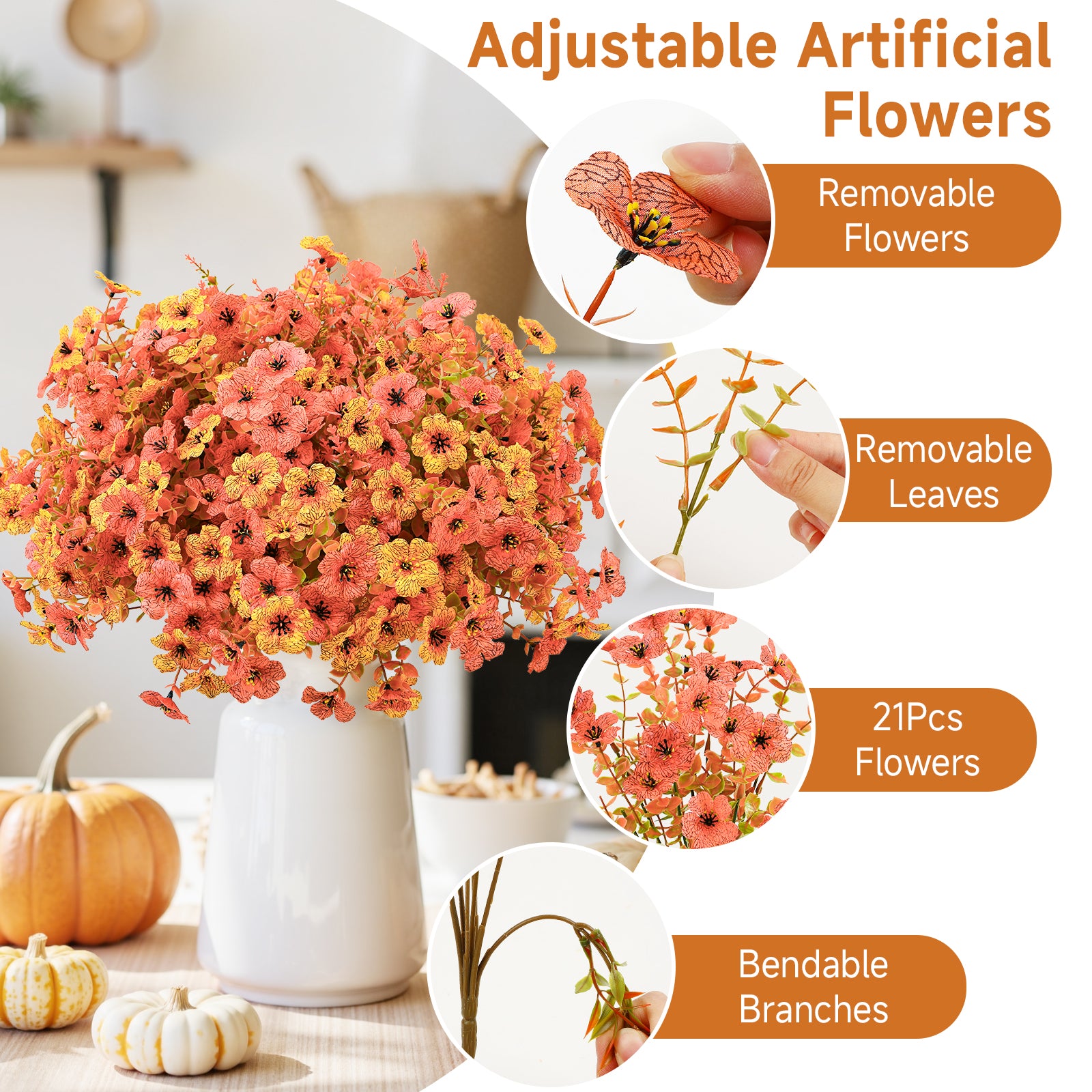 24 Bundles Autumn Outdoors Artificial Faux UV Resistant Violet & Eucalyptus & Lavender