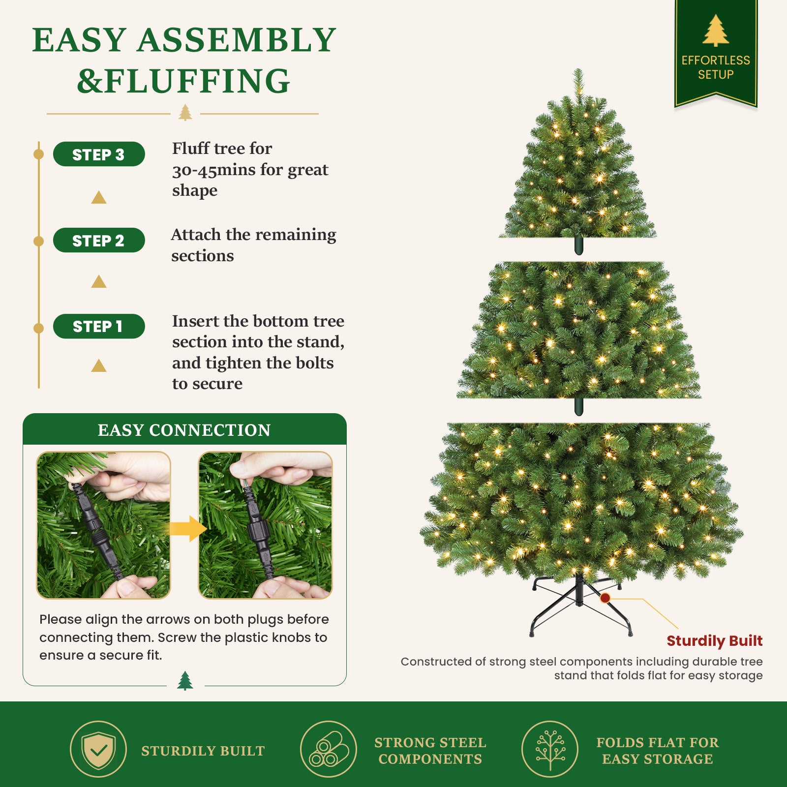 6.5ft Prelit 250 Warm White Lights Artificial Christmas Tree