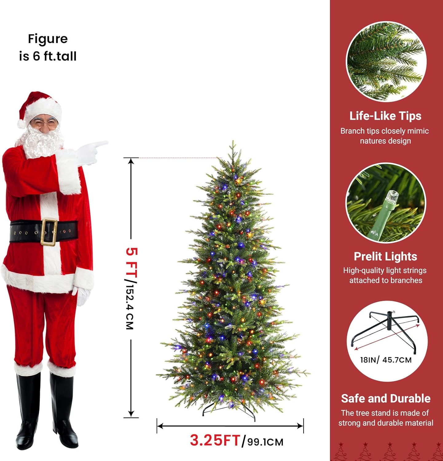 Aspen Slim Noble Fir Christmas Trees with Multi Color Lights