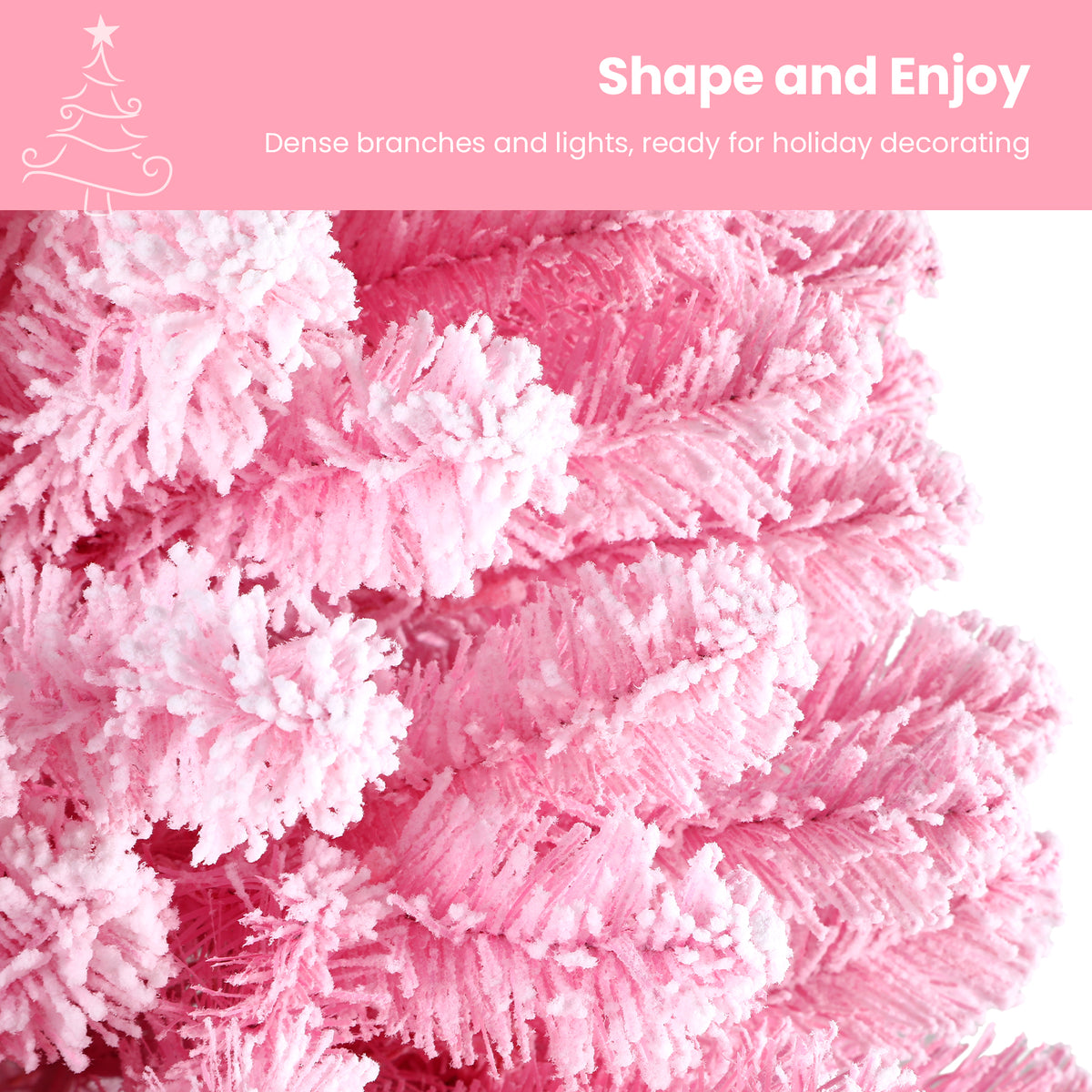 6ft Prelit 250 Warm White Lights Pink Flocked Spruce Artificial Christmas Trees