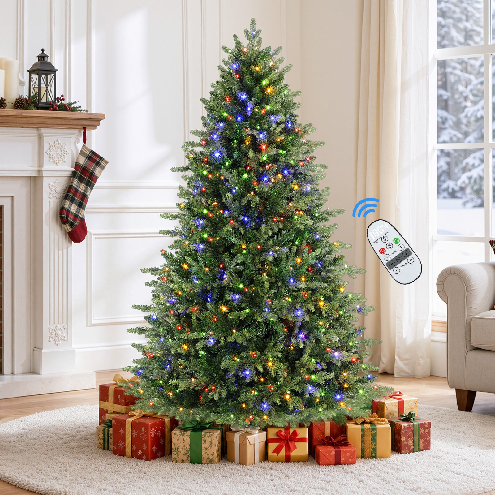 6ft Fraser Fir Artificial Christmas Tree with Multi-Color Lights