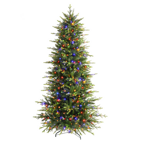 Artificial Aspen Slim Noble Fir Christmas Tree by SHareconn with 2-in-1 warm white and multi-color twinkling lights.