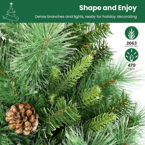 7.5ft SHareconn prelit Carolina Pine artificial Christmas tree with multicolor lights and remote control.