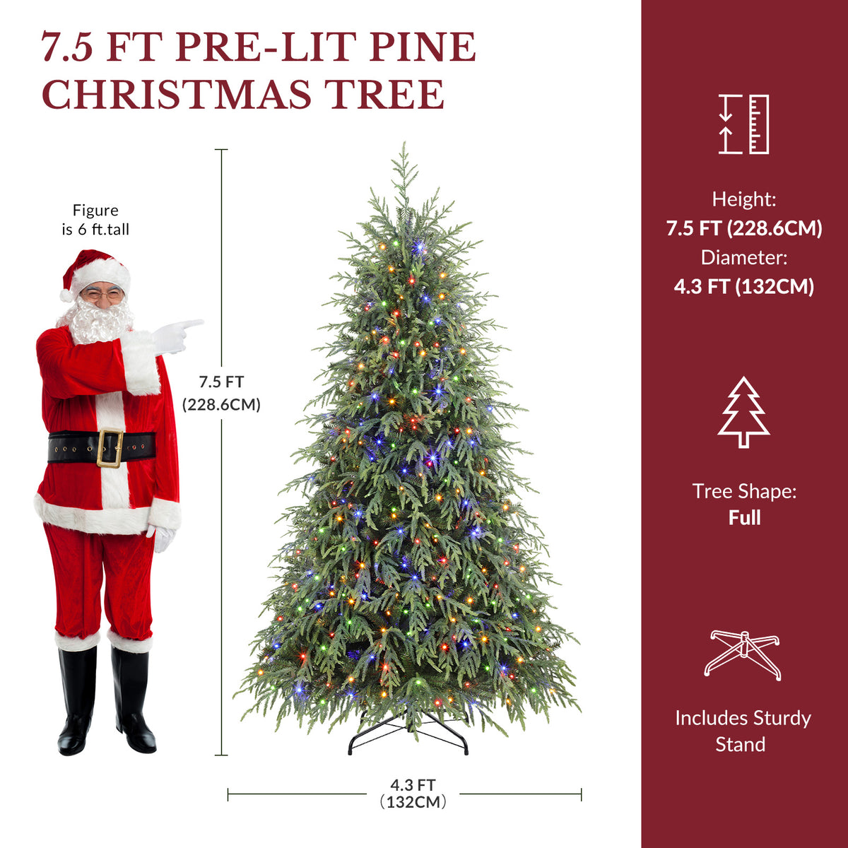 Norfolk Pine Christmas Trees with 17 Modes Multi-Color Lights