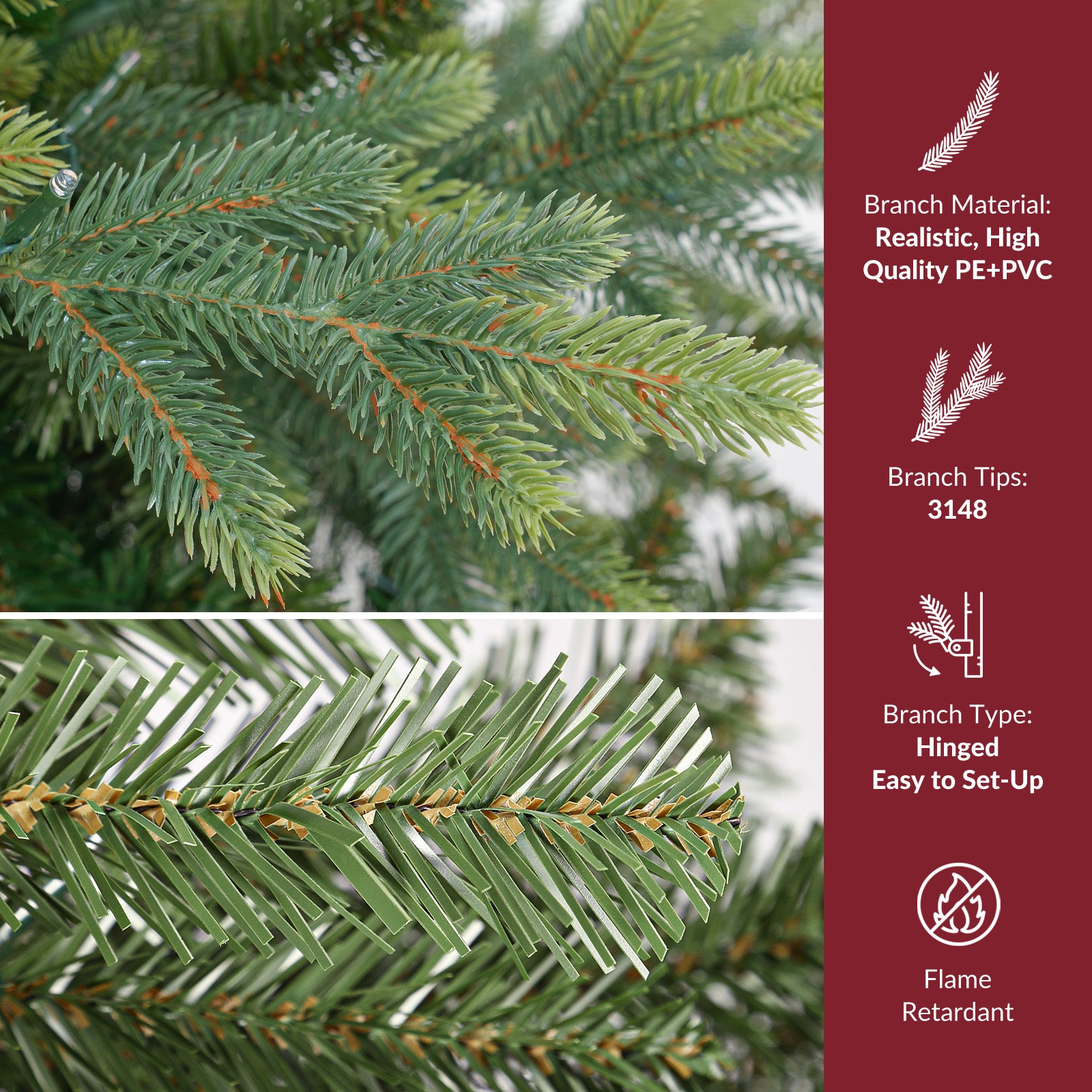 Twinkling Balsam Fir Pre-Lit Artificial Christmas Tree, 1792-5538 Branch Tips & 250-680 LED Lights, 17 Mode with Remote | 5/6/7/7.5/8/9FT