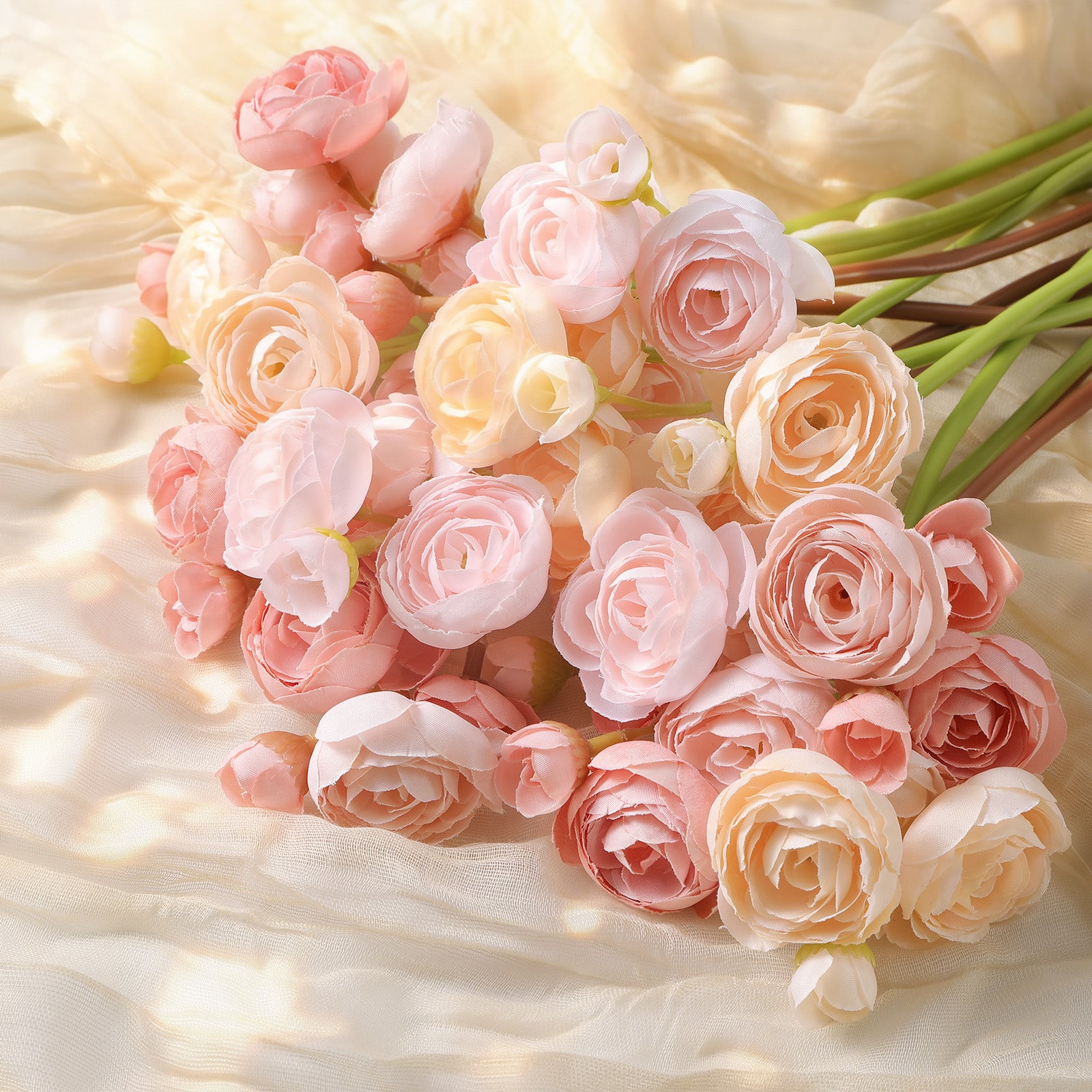 30Pcs Ranunculus Artificial Flowers Faux Silk Mini Ranunculus