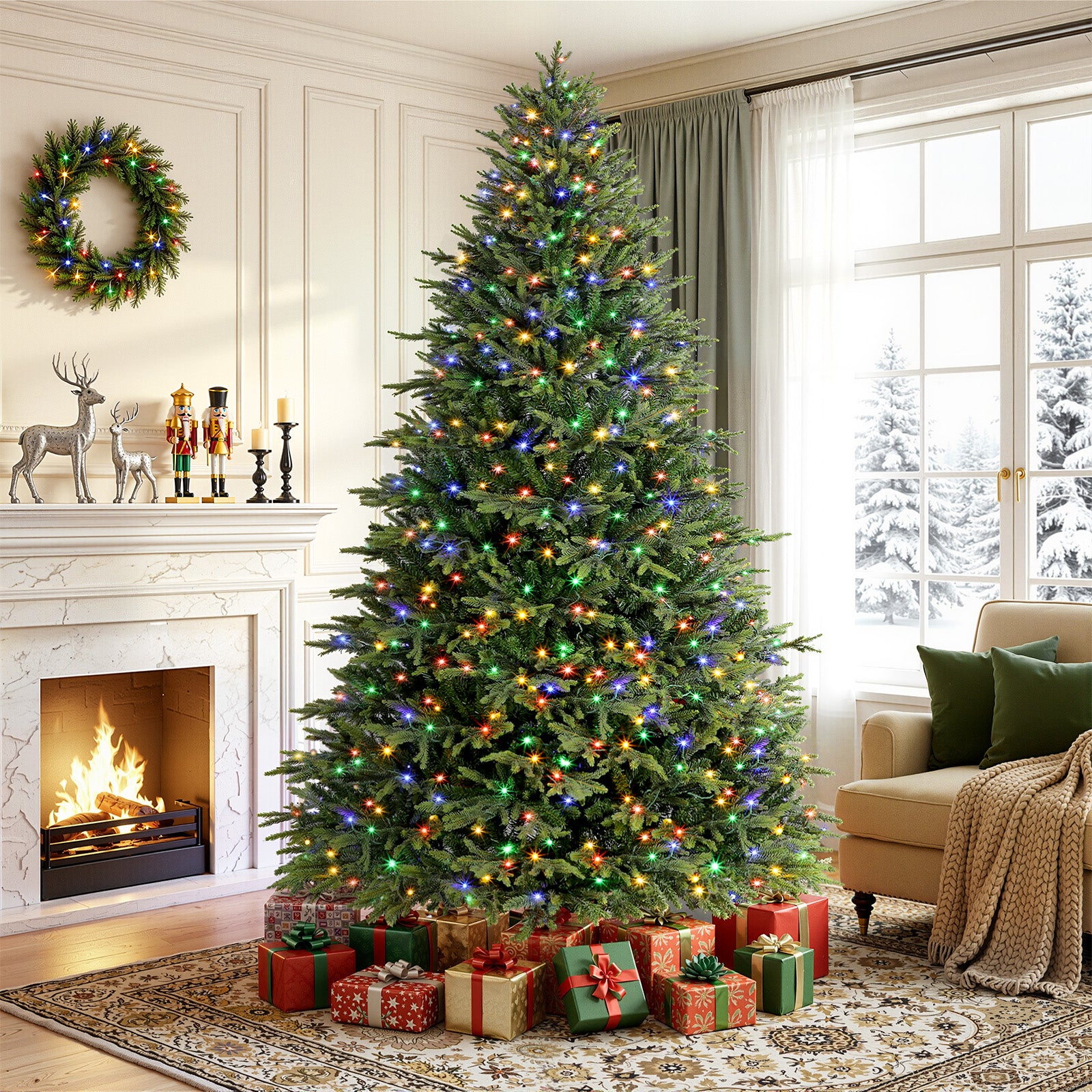 7.5FT Artificial Balsam Fir Christmas Tree Lifelike PE Needle with Dua