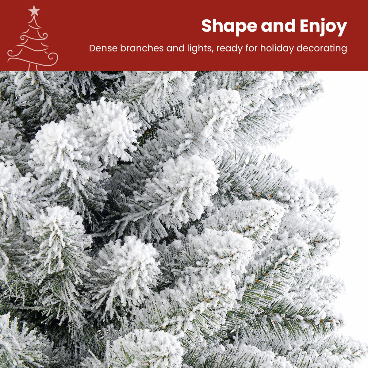 Pre-lit White Flocked Spruce Artificial Christmas Trees with Warm White Lights
