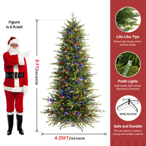 Artificial Aspen Slim Noble Fir Christmas Tree by SHareconn with 2-in-1 warm white and multi-color twinkling lights.