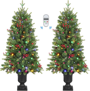 4ft Pre-lit Colored LED Changing Lights Artificial Christmas Tree Mini Entrance Christmas Tree with Remote-2 Packs - SHareconn