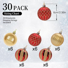 30ct 2.36 Inch Christmas Tree Shatterproof Plastic Balls Ornaments-60mm - SHareconn