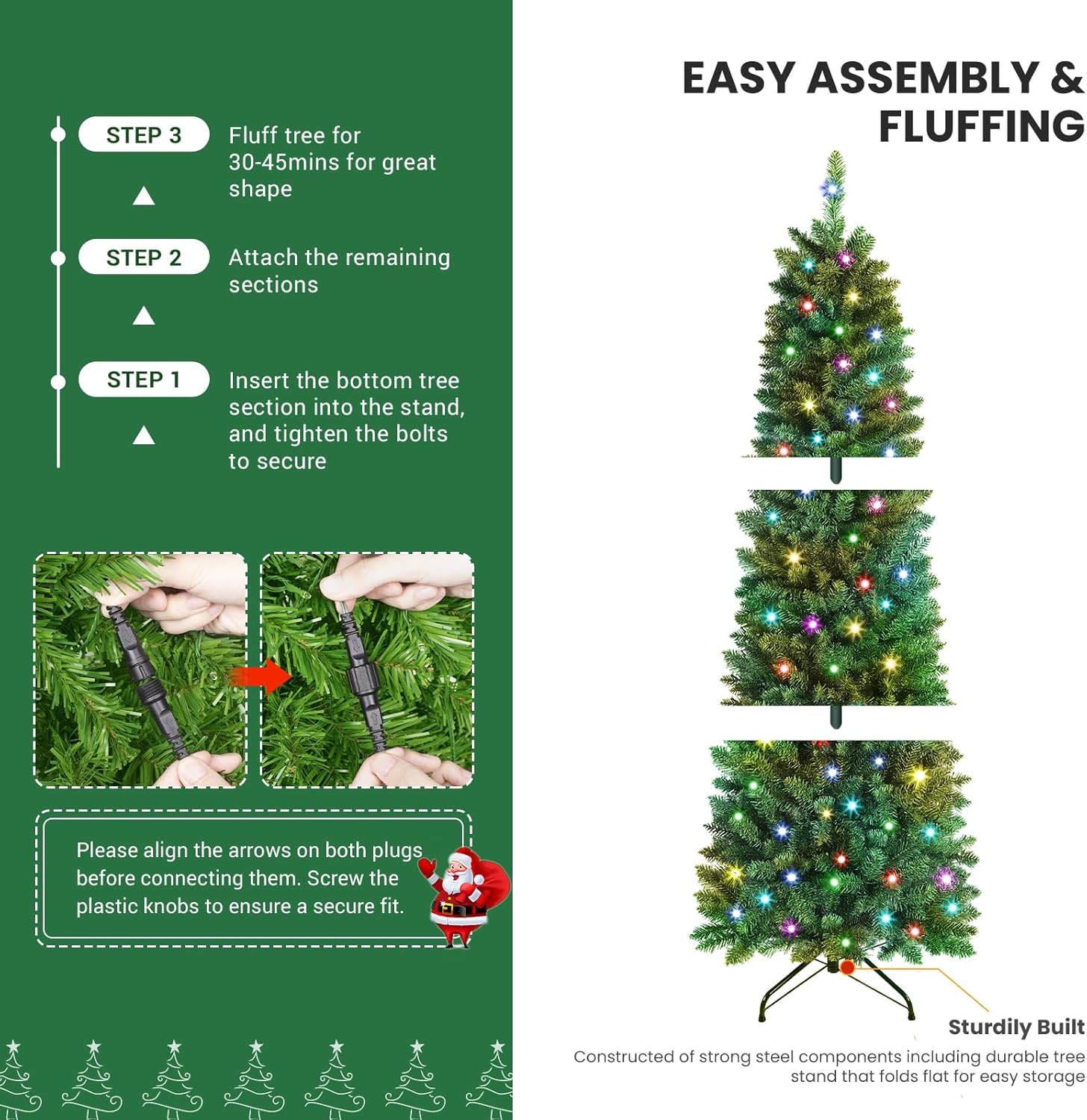 Pre-lit Classic Spruce Artificial Slim Pencil Christmas Trees with RGB Lights Remote - SHareconn