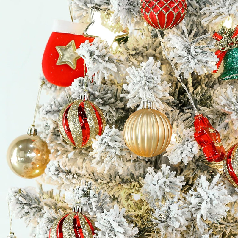 Set of 30 shatterproof plastic Christmas tree ball ornaments, 2.36 inch (60mm) in red, green, and gold colors by Shareconn.