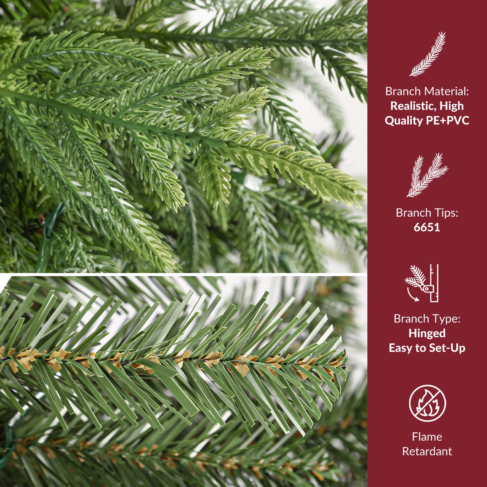 8ft Norfolk Pine Christmas Trees with 17 Modes Multi-Color Lights