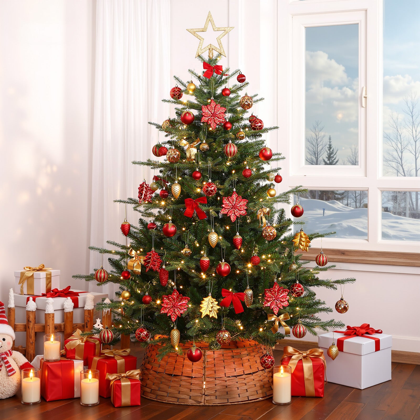 106 PCS Christmas Ball Ornaments Set Red & Gold