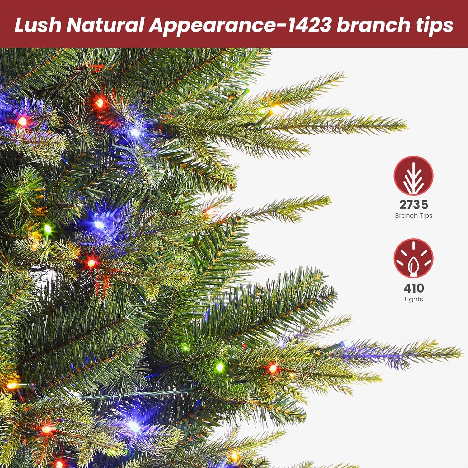 7.5ft Aspen Slim Noble Fir Christmas Trees with Multi Color Lights - SHareconn