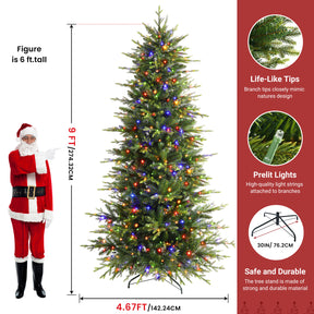Artificial Aspen Slim Noble Fir Christmas Tree by SHareconn with warm white and multi-color twinkling lights, slim profile with full branches