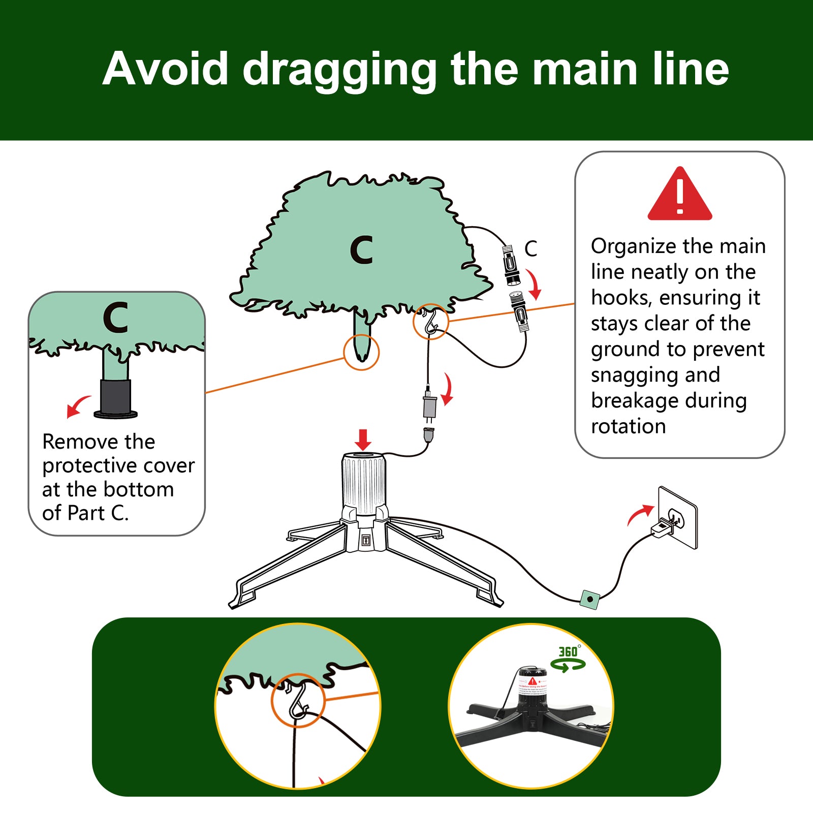 Prelit Realistic Lush Fraser Fir Artificial Christmas Tree with Twinkle Warm White Light and 360° Rotating Stand