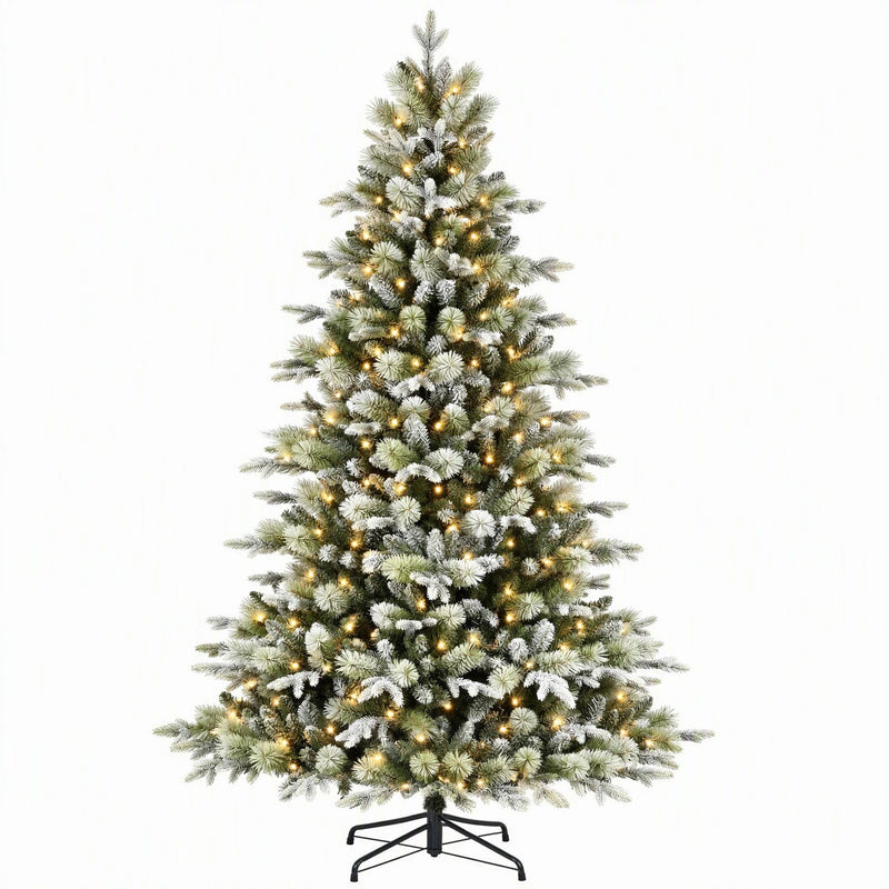 SHareconn 7.5ft frosted princess pine artificial Christmas tree with twinkling lights