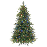Twinkling Balsam Fir Pre-Lit Artificial Christmas Tree with Multi-Color LED Lights, 17 Mode with Remote | 5/6/7/7.5/8/9FT