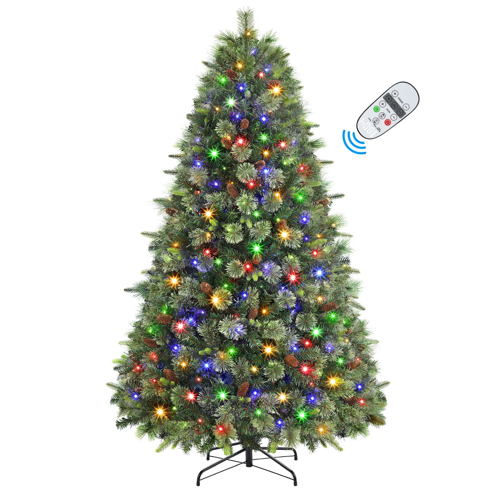 Pre-lit Carolina Pine Artificial Christmas Trees with 2 in 1 Multi-Color LED Lights and Remote
