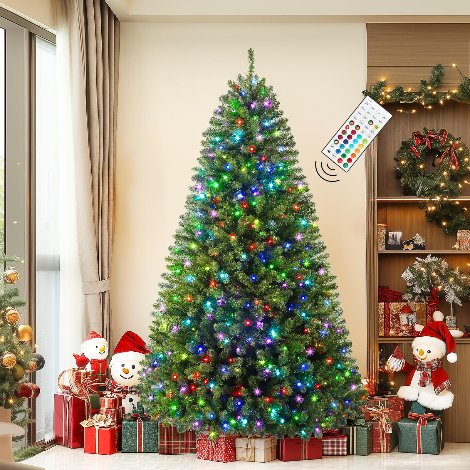 6ft Classic Spruce Artificial Christmas Tree with RGB Lights - SHareconn