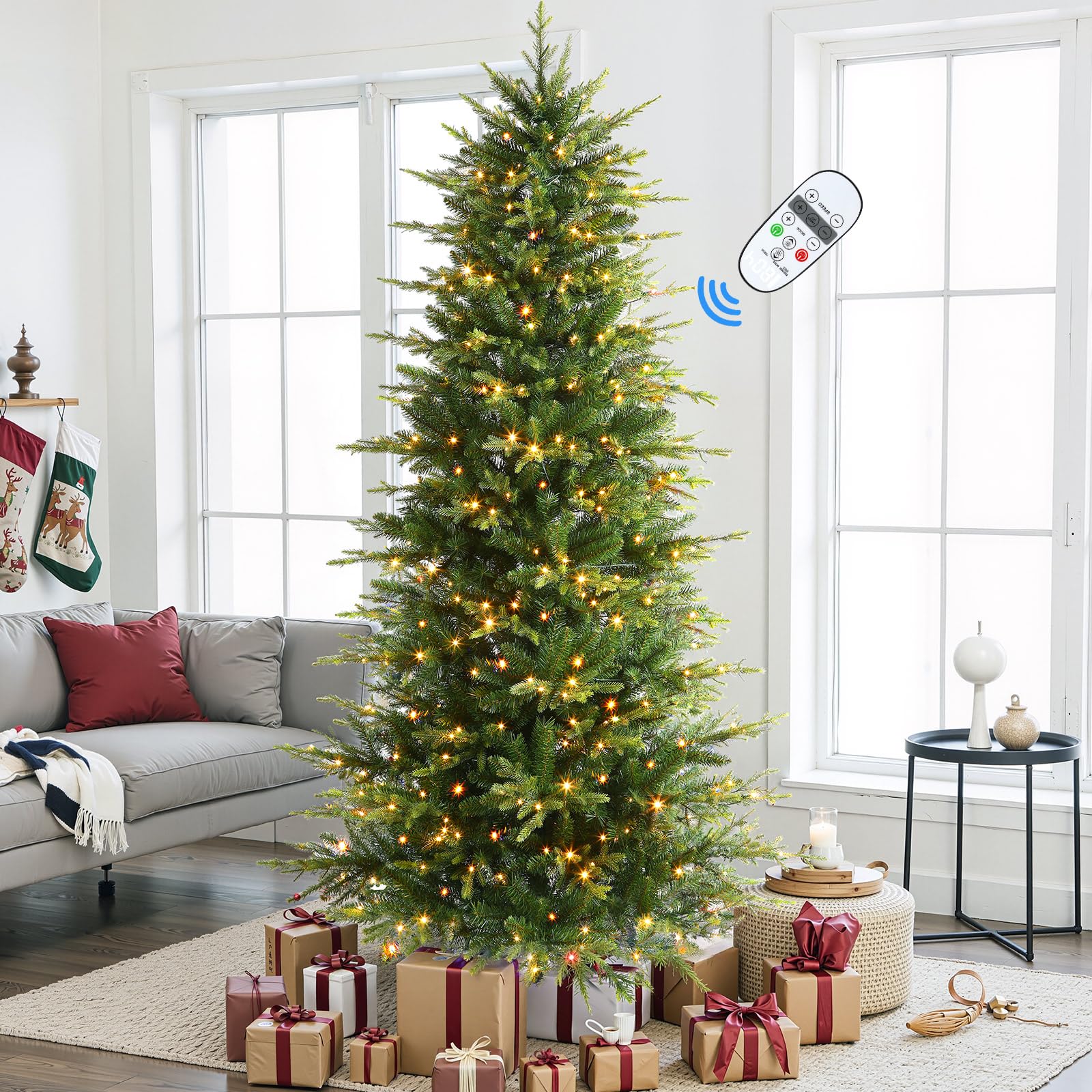 4ft Aspen Slim Noble Fir Christmas Trees with Multi Color Lights