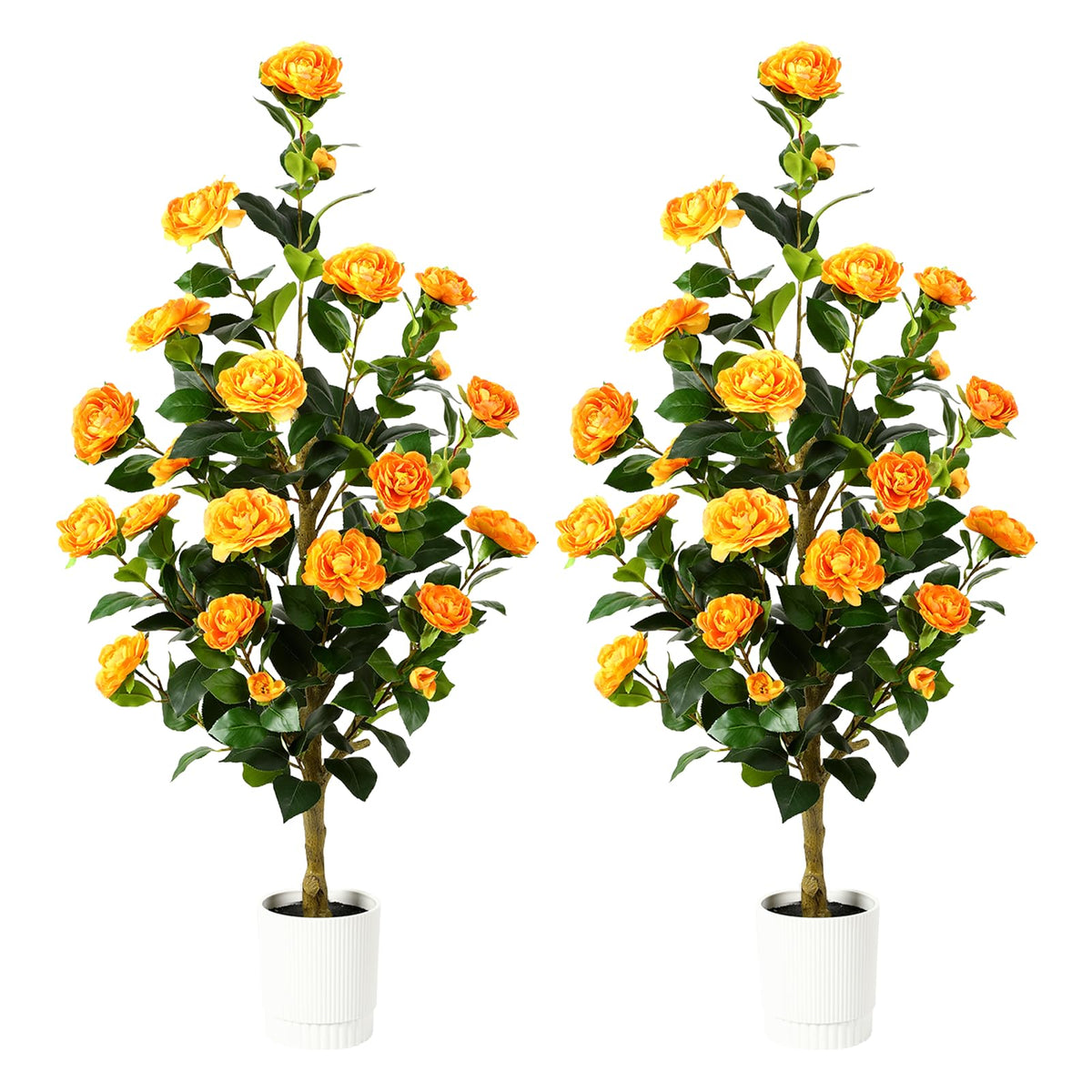 2 Pack Artificial Camellia Tree-Orange - SHareconn
