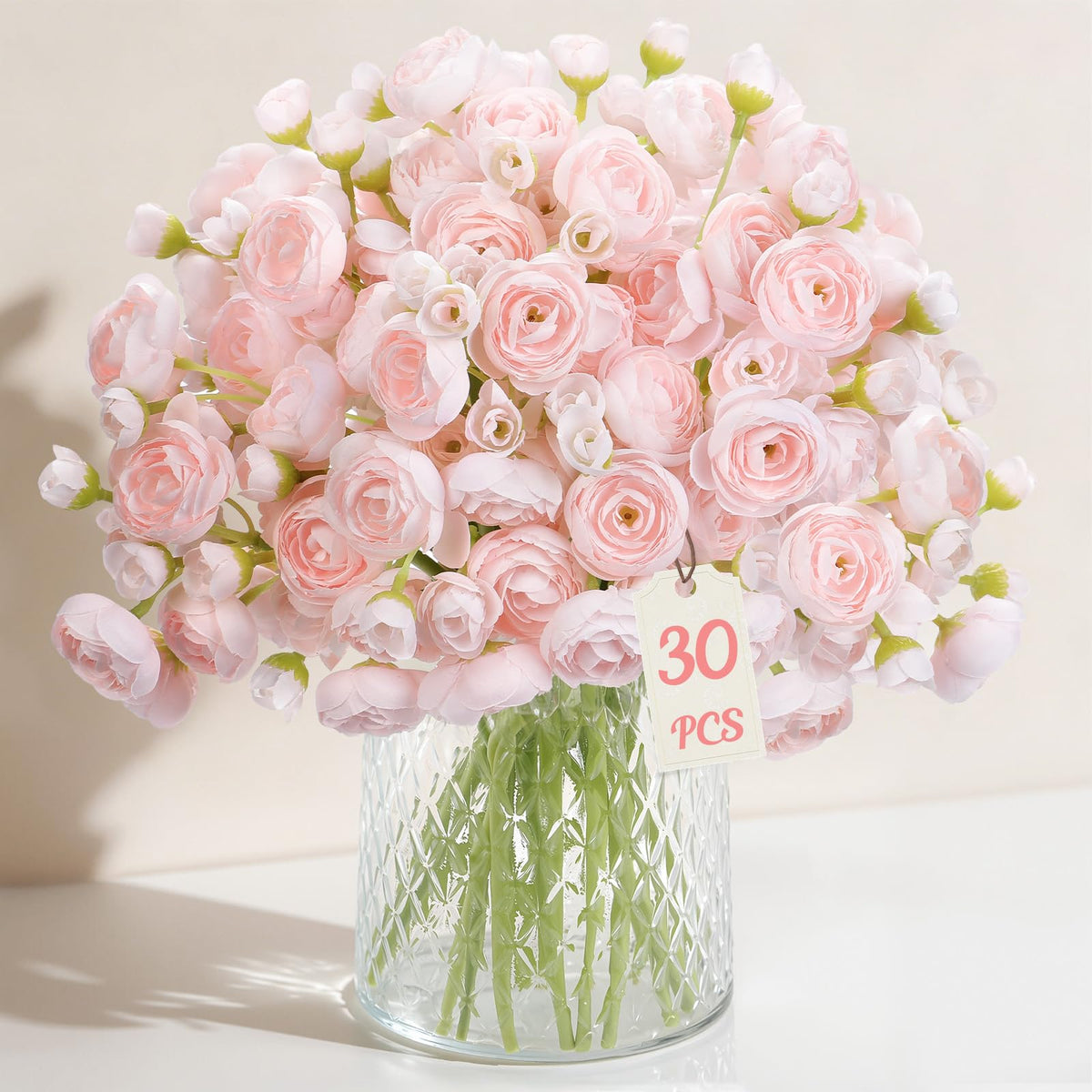 30Pcs Pink Ranunculus Artificial Flowers Faux Silk Mini Ranunculus - SHareconn