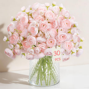 30Pcs Pink Ranunculus Artificial Flowers Faux Silk Mini Ranunculus - SHareconn