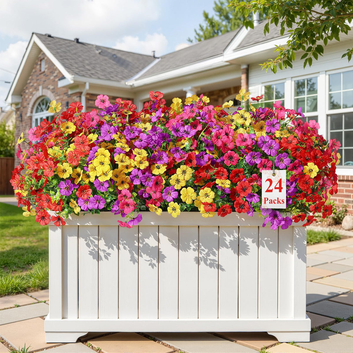 Artificial flowers by SHareconn featuring 24 eucalyptus and violet faux flower bundles in four colors, perfect for home decor.