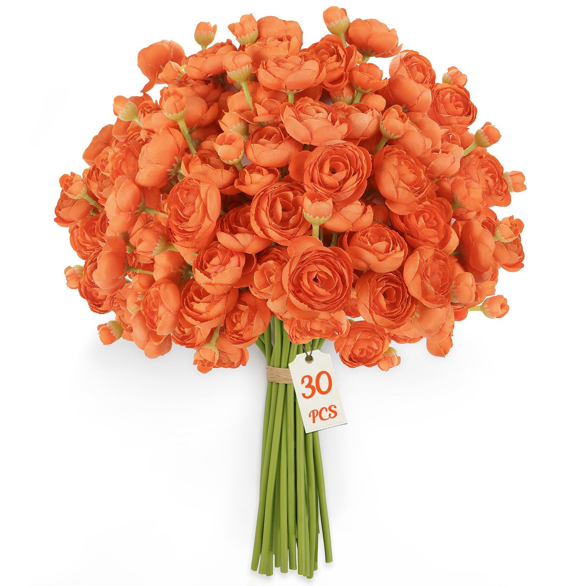 30Pcs Burnt Orange Ranunculus Artificial Flowers - SHareconn