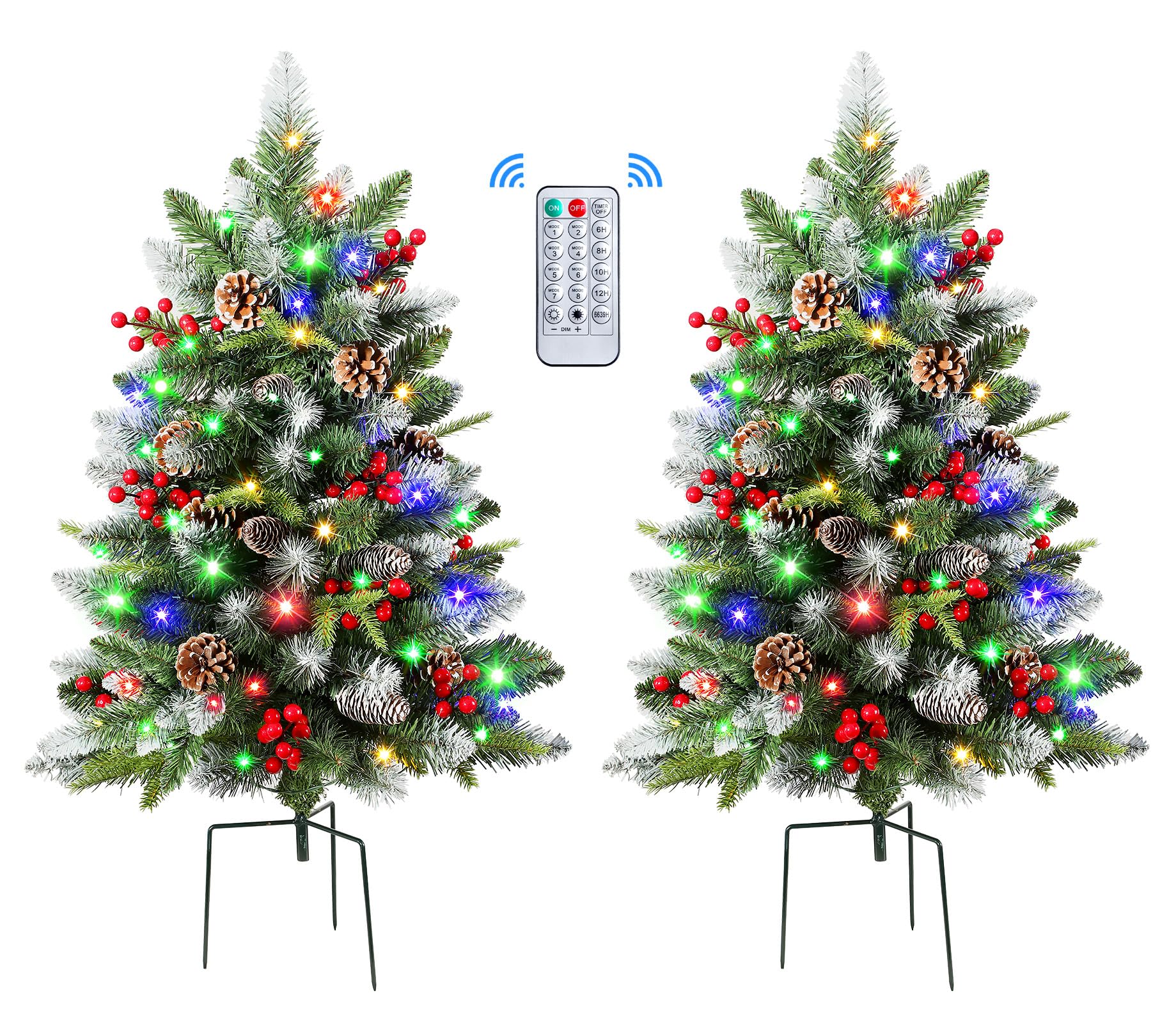 24.5 Inch Lighted Outdoor Christmas Tree with Remote-2 Packs